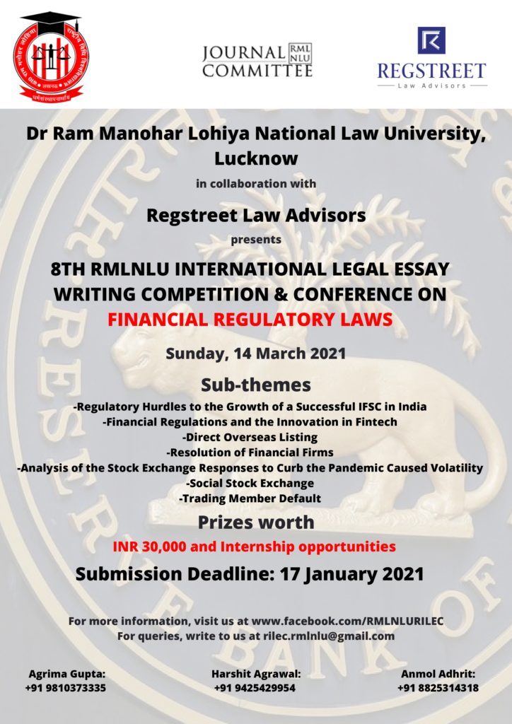 8TH RMLNLU INTERNATIONAL LEGAL ESSAY WRITING COMPETITION & CONFERENCE ON FINANCIAL REGULATORY LAWS_page-0001